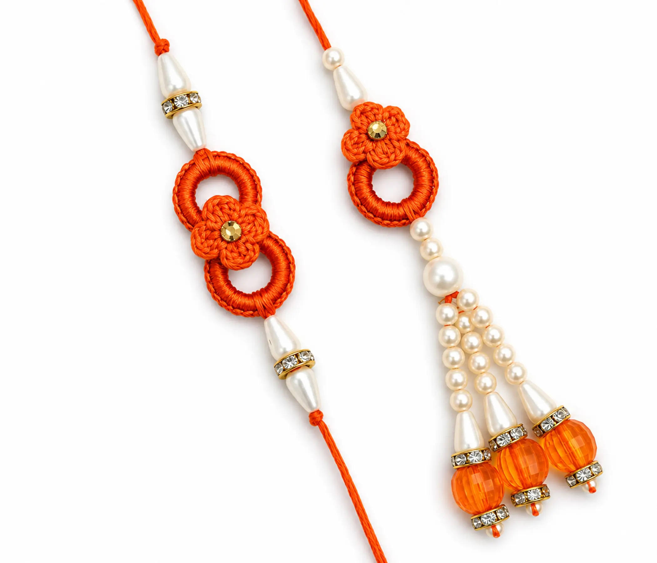 Handmade Interlocking Crochet Bhai Bhabhi Rakhi Set for Raksha Bandhan